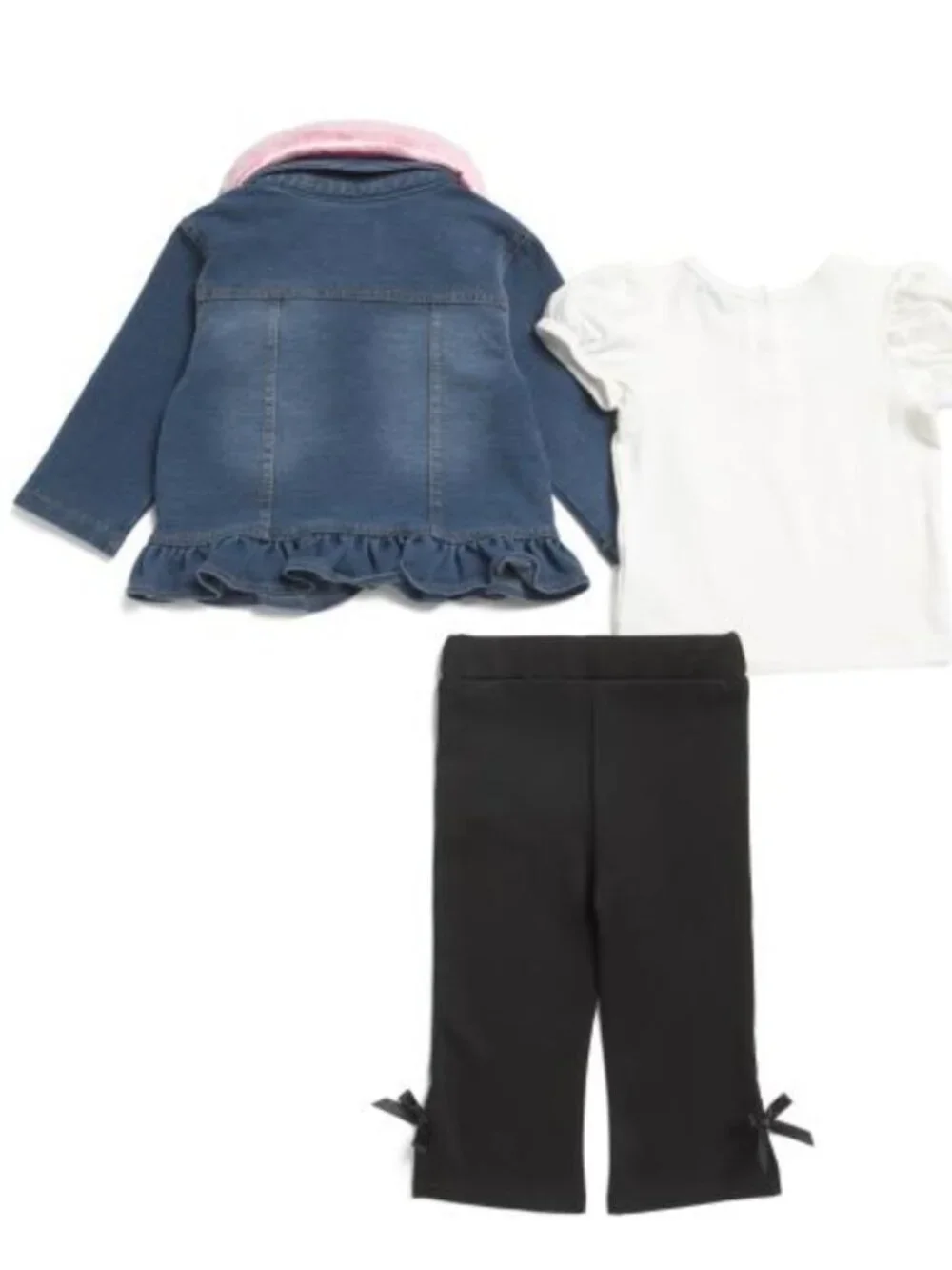 NWT HABITUAL Infant Girls 3pc Denim Jacket Top And Pants Set